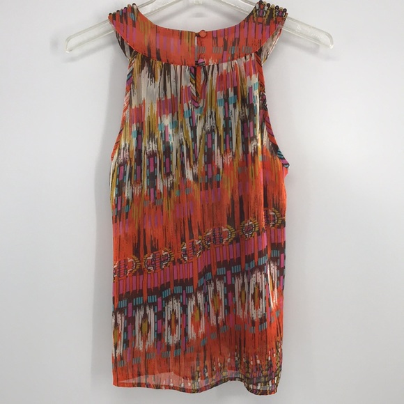 NEW Adiva Boho Sleeveless Top Orange Multicolor Size Small Artsy Bohemian - Picture 7 of 14